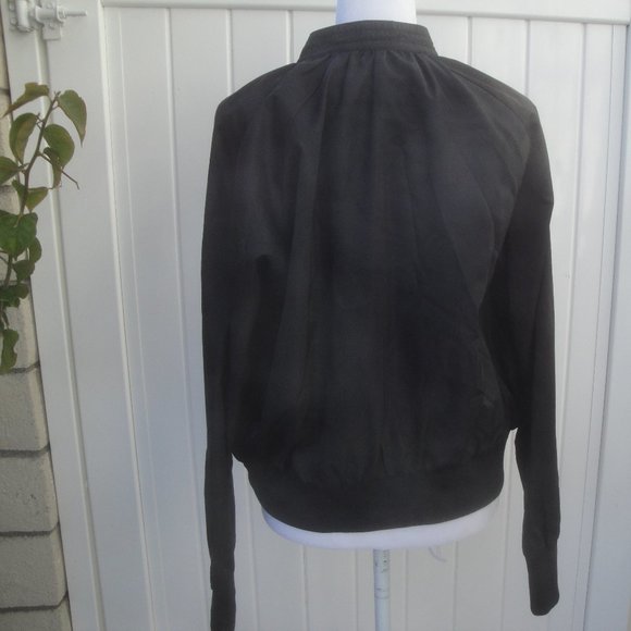 Free People Womens Jacket Size Small Midnight Black Bomber Zipper Front - Picture 7 of 8